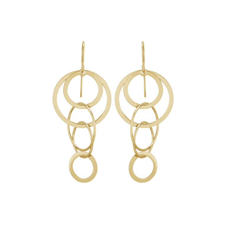 14K Yellow Gold Cascading Circle Earrings