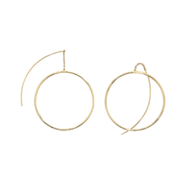 14K Yellow Gold Hoop Threader Earrings