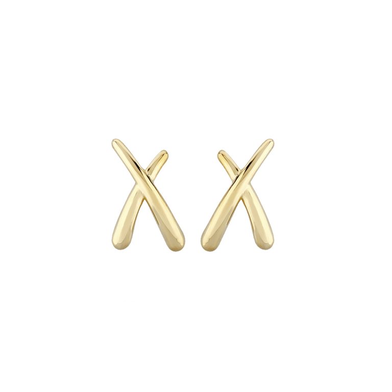 14K Yellow Gold "X" Earrings