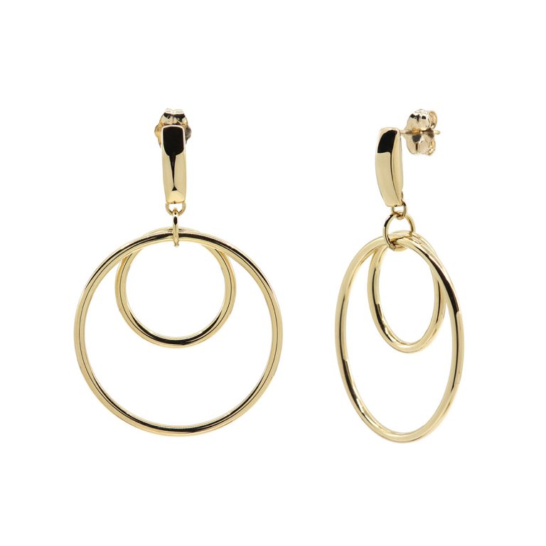 14K Yellow Gold Double Circle Earrings