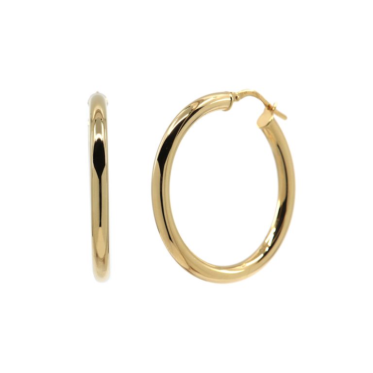 14K Yellow Gold Simple Hoop Earrings
