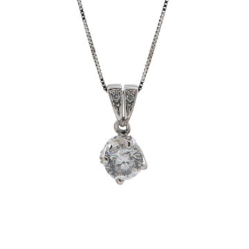 14K White Gold Diamond and Melee Pendant