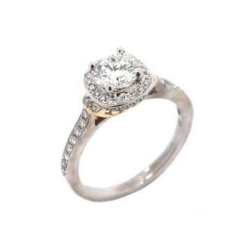 14K Two-Tone Halo Engagement Ring
