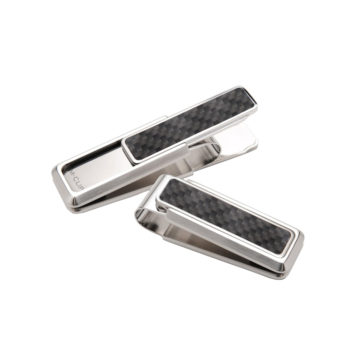 Stainless Steel and Black Carbon Fiber Money Clip