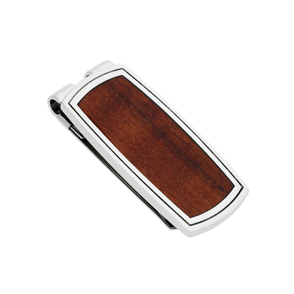 Stainless Steel Willow Wood Money Clip
