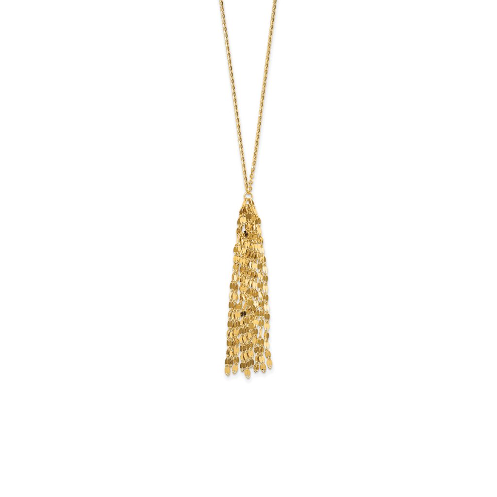 14K Yellow Gold Bead Necklace with Tassel