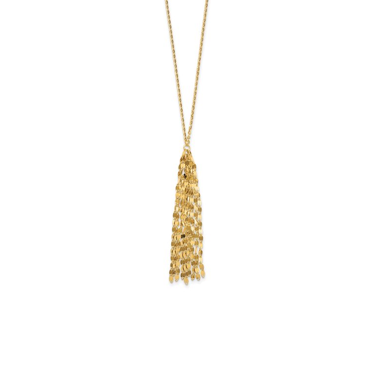 14K Yellow Gold Bead Necklace with Tassel