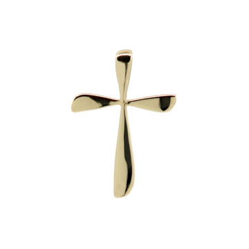 14K Yellow Gold Flare Twist Cross Pendant