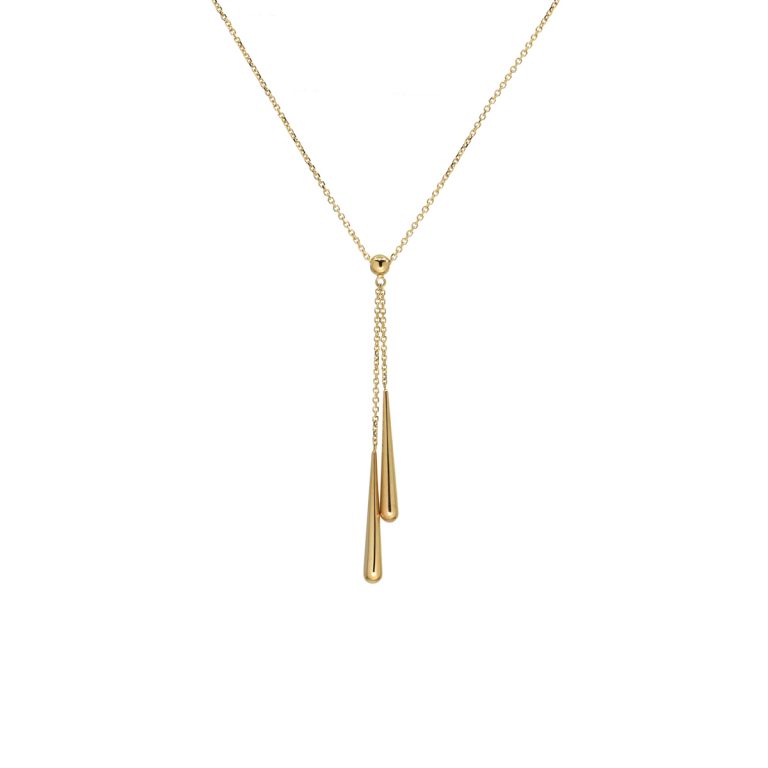 14K Yellow Gold Double Teardrop Necklace