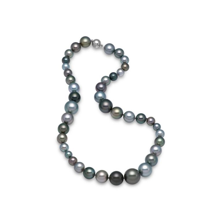 14K White Gold Tahitian Pearl Strand Necklace