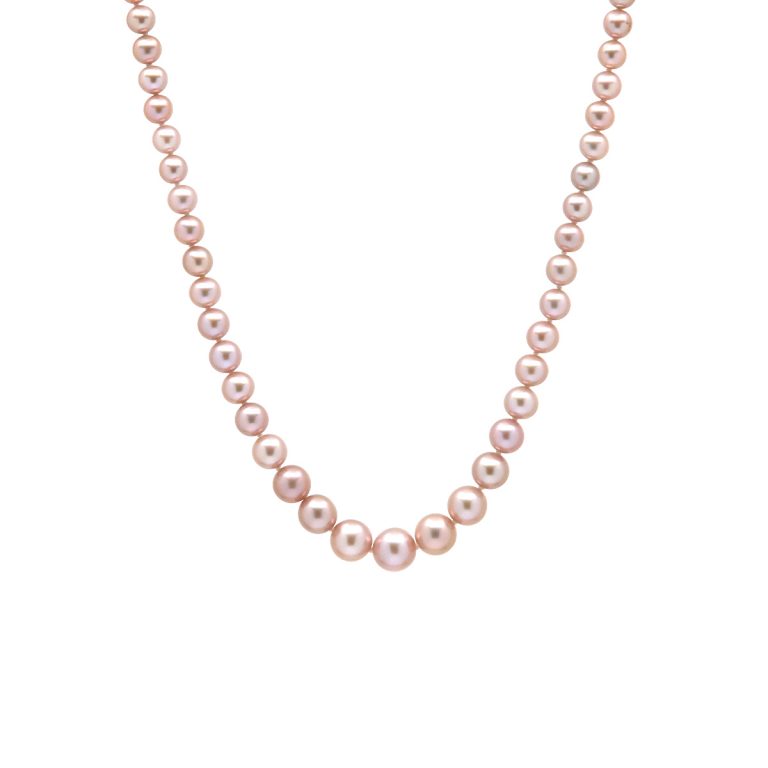 Sterling Silver Pink Graduating Pearl Necklace