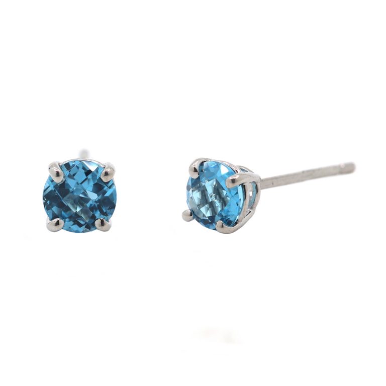 Sterling Silver Swiss Blue Topaz Stud Earrings