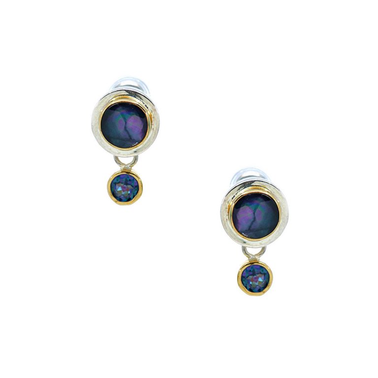 Two-Tone Multi-Stone Dangle Earrings