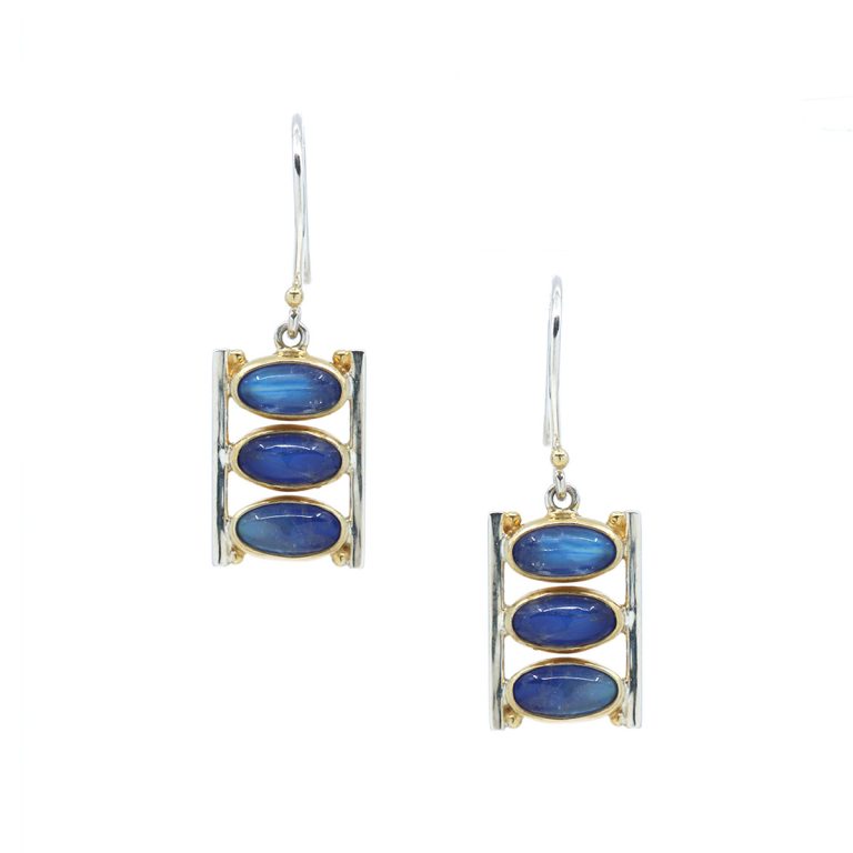 Two-Tone Blue Moonstone Earrings