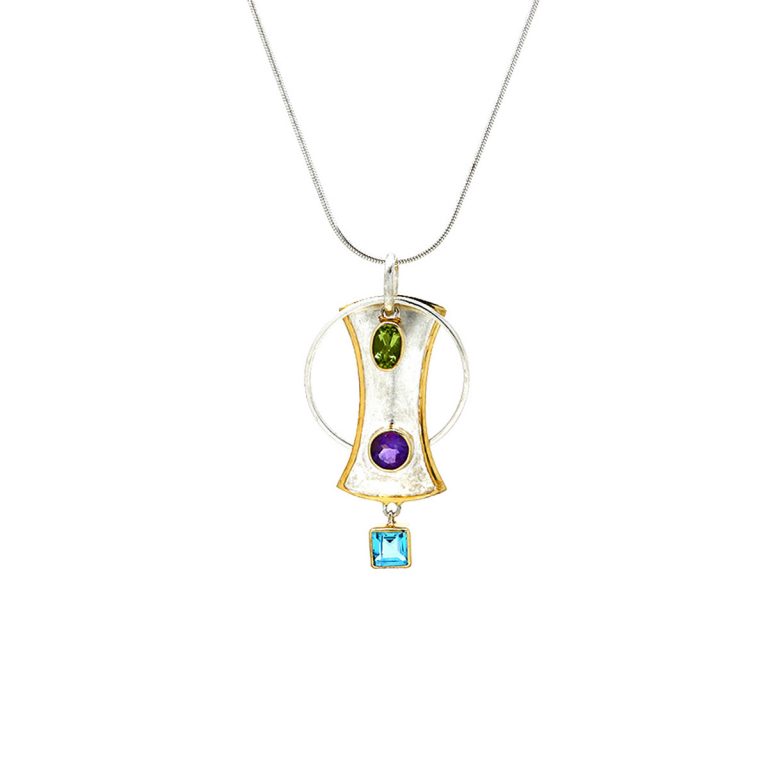 Two-Tone Overlapping Multi-Stone Necklace