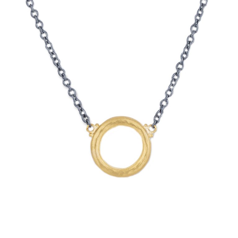 Two-Tone Roundabout Open Circle Necklace