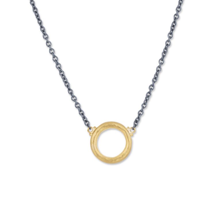 Two-Tone Roundabout Open Circle Necklace
