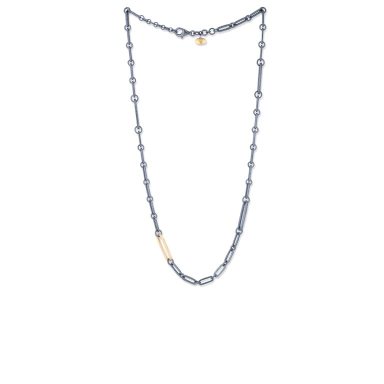 Sterling Silver and 22K Yellow Gold Link Necklace