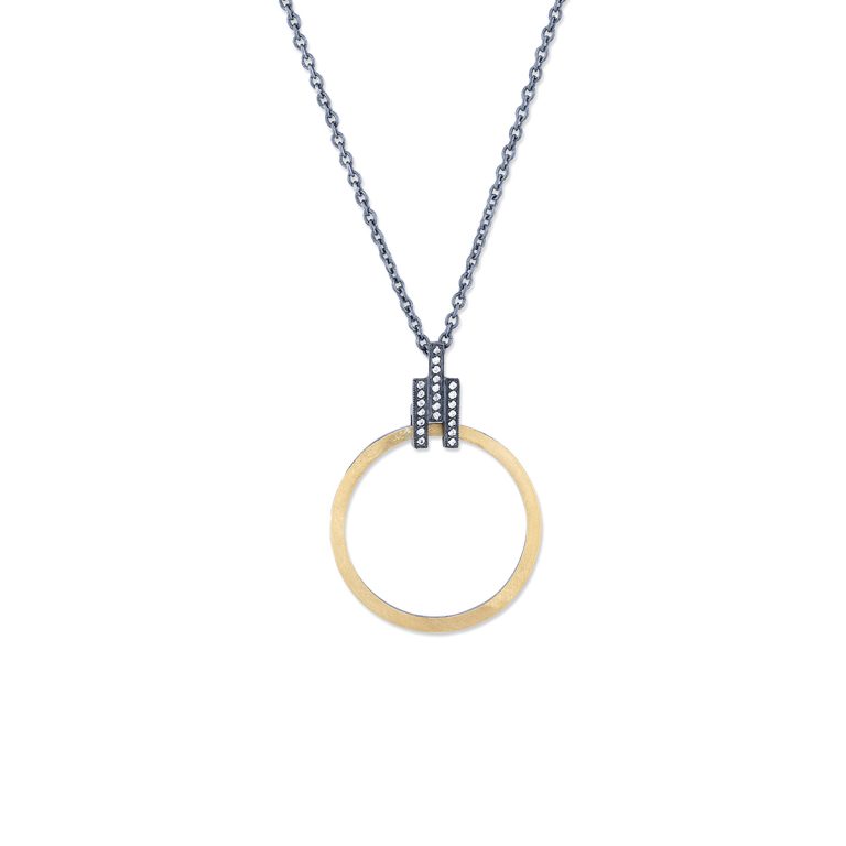Sterling Silver and 24K Yellow Gold Circle Pendant and Chain
