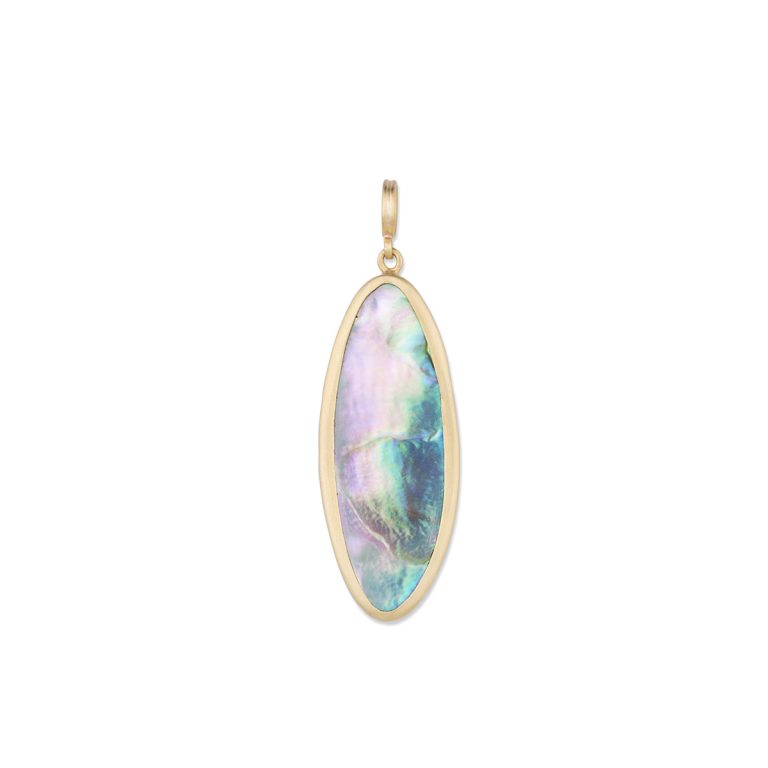 Sterling Silver and 22K Yellow Gold Abalone Pendant and Chain
