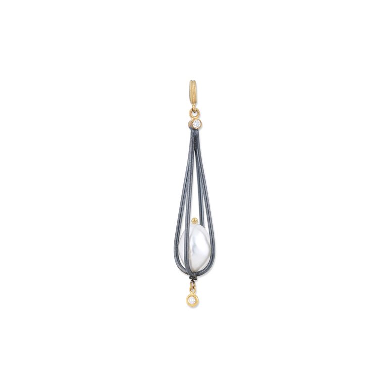 Sterling Silver and 24K Yellow Gold Pearl Pendant and Chain