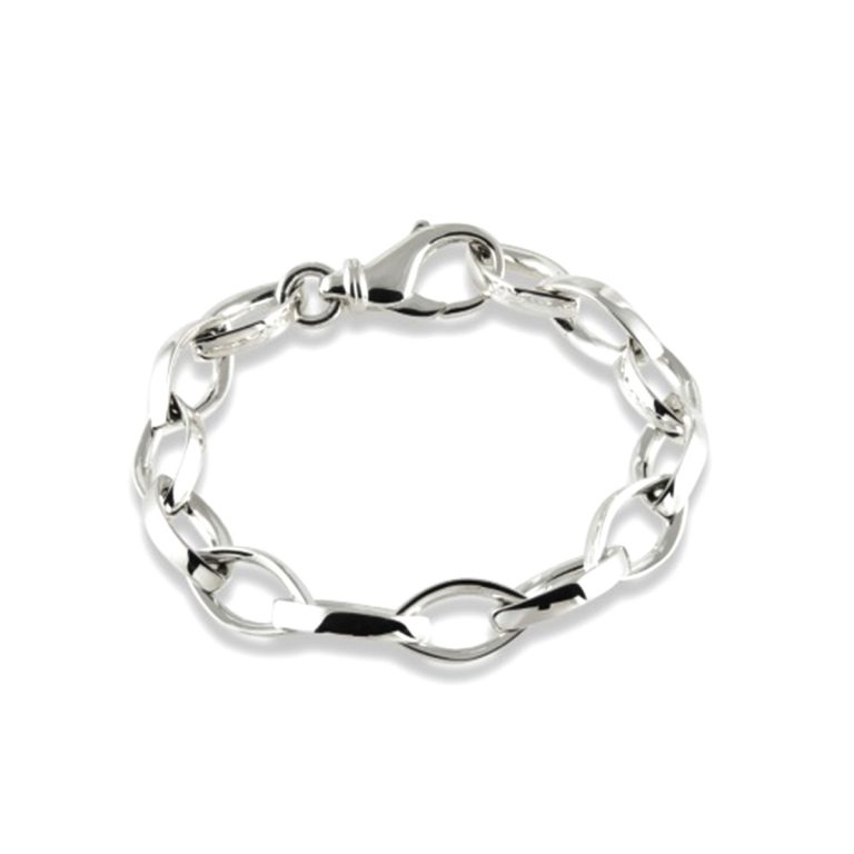 Sterling Silver Open Marquise Link Bracelet