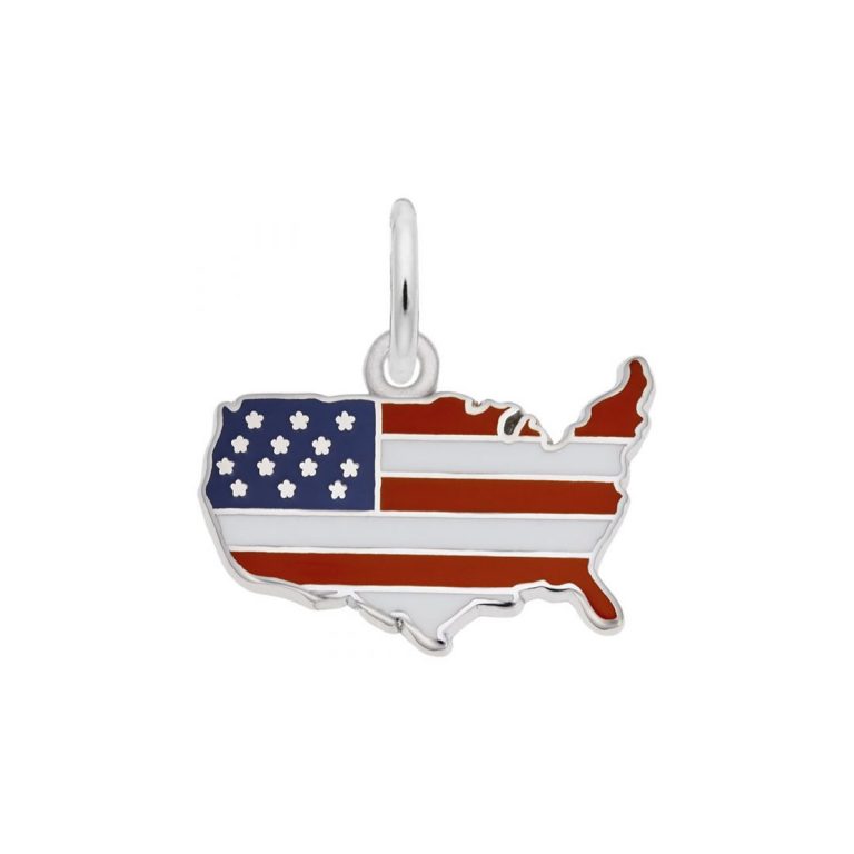 Sterling Silver Colored USA Map Charm