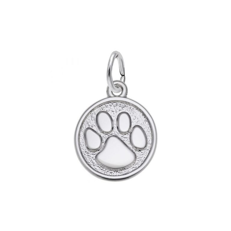 Sterling Silver Paw Print Disc Charm