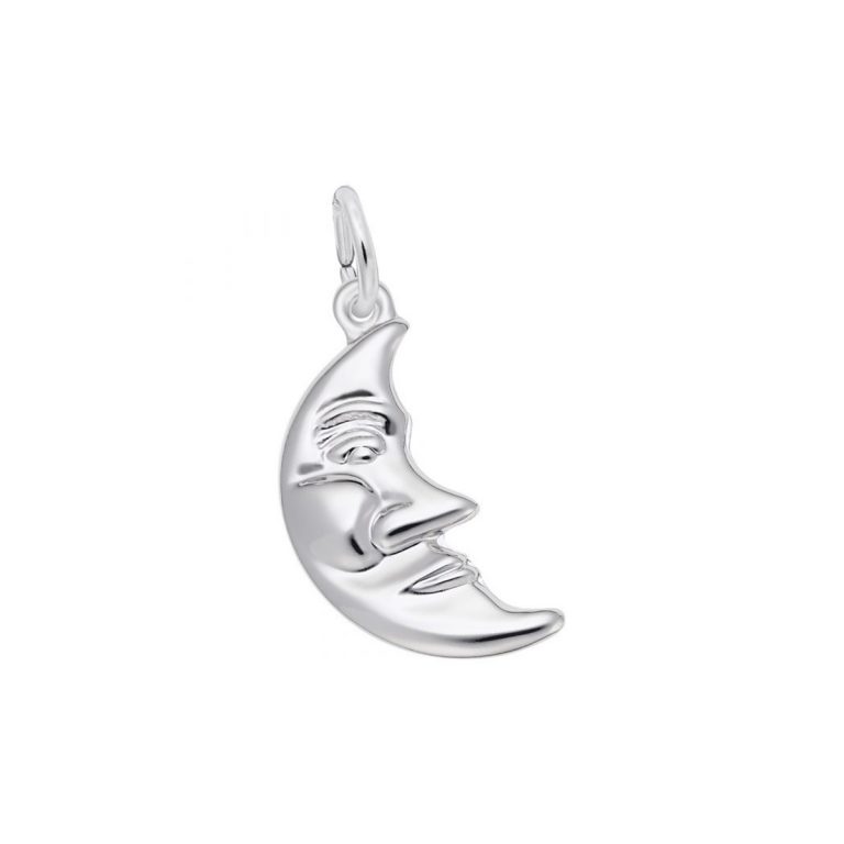 Sterling Silver Halfmoon with Face Charm
