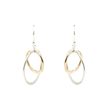 Two-Tone Double Circle Dangle Earrings