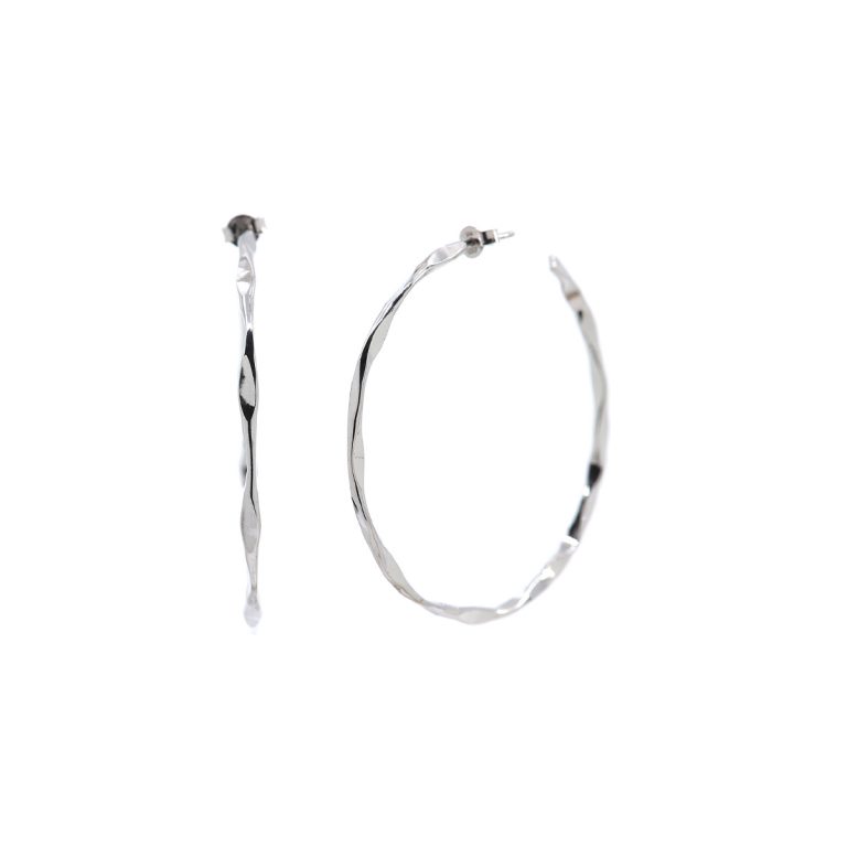 Sterling Silver Hammered Tube Hoops