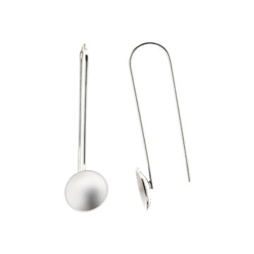 Sterling Silver Concave Disc Drop Earrings