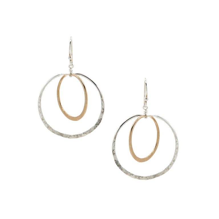 Two-Tone Small Double Circle Earrings