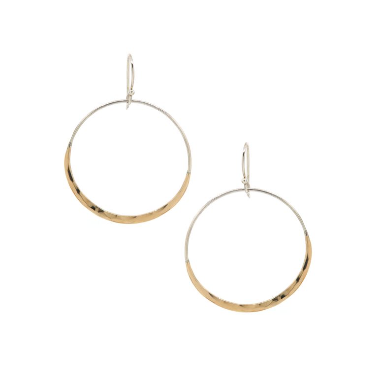 Two-Tone Large Open Circle Earrings