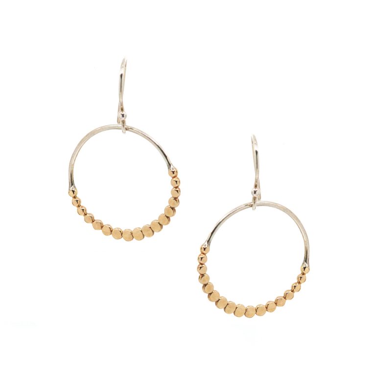 Two-Tone Flat Bead Circle Earrings