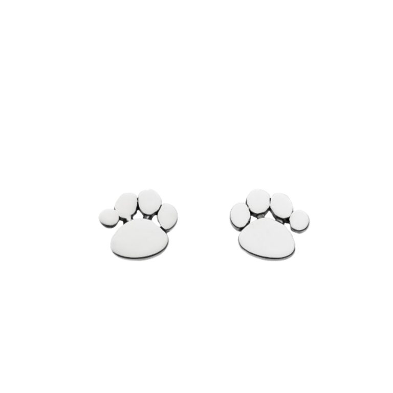 Sterling Silver Charming Paw Print Earrings