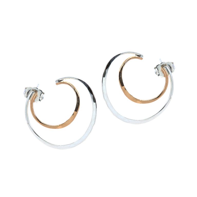 Sterling Silver and Yellow Gold Fill Double Circle Earrings