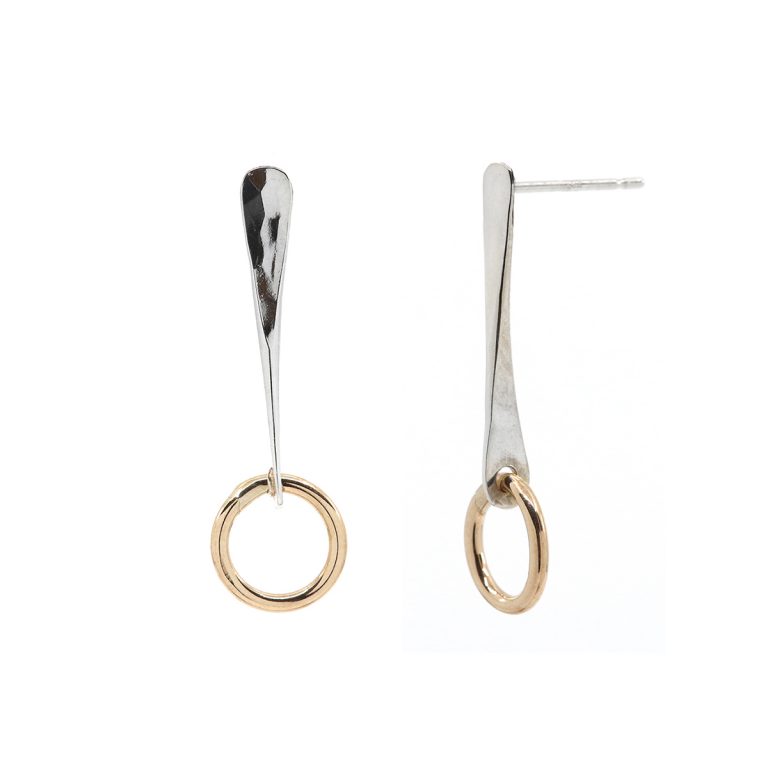 Sterling Silver and Yellow Gold Filled Drop Earrings with Circle