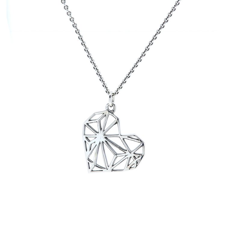 Sterling Silver Small Prism Heart Necklace