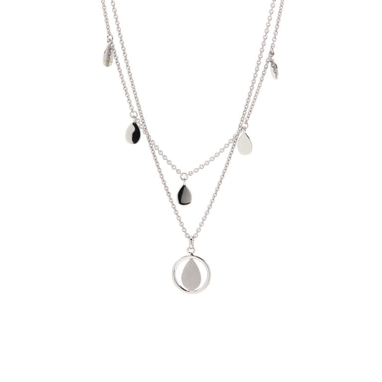 Sterling Silver Pear-Shaped Drop Layered Necklace