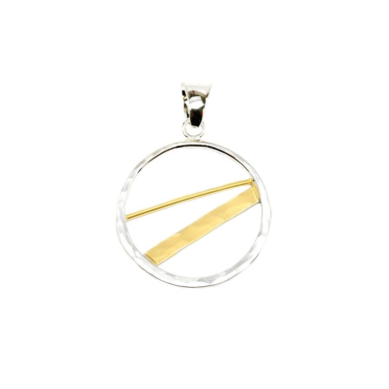 Two-Tone Circle Pendant with Cross Bar