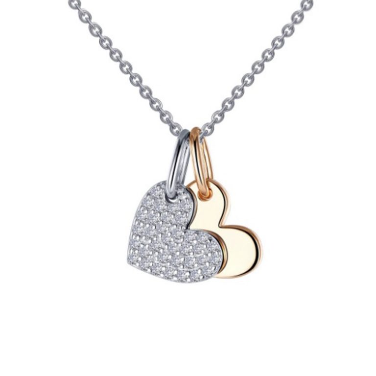 Sterling Silver Two-Tone Two Heart Pendant