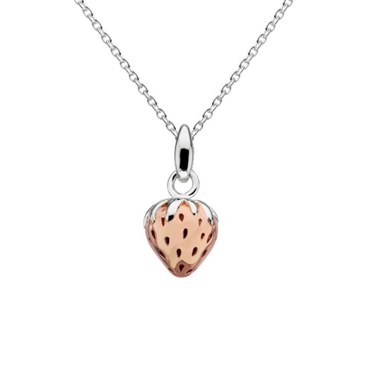 Sterling Silver and Rose Gold Plated 3D Strawberry Pendant