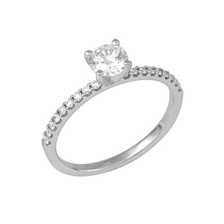 14K White Gold Shared Prong Diamond Engagement Ring Semi-Mounting
