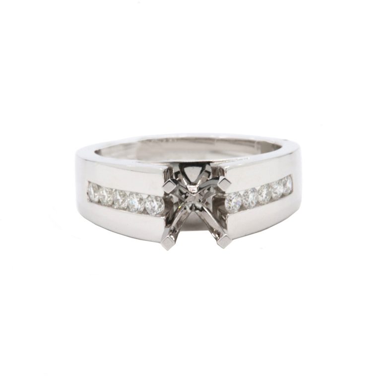 14K White Gold Cathedral Engagement Semi-Mounting