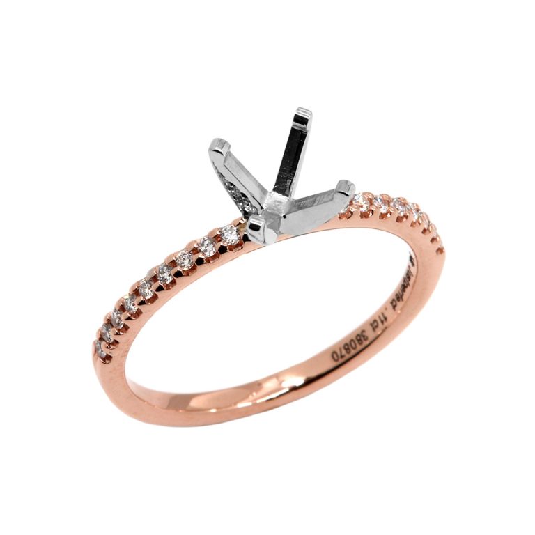 14K Rose Gold Shared Prong Engagement Ring