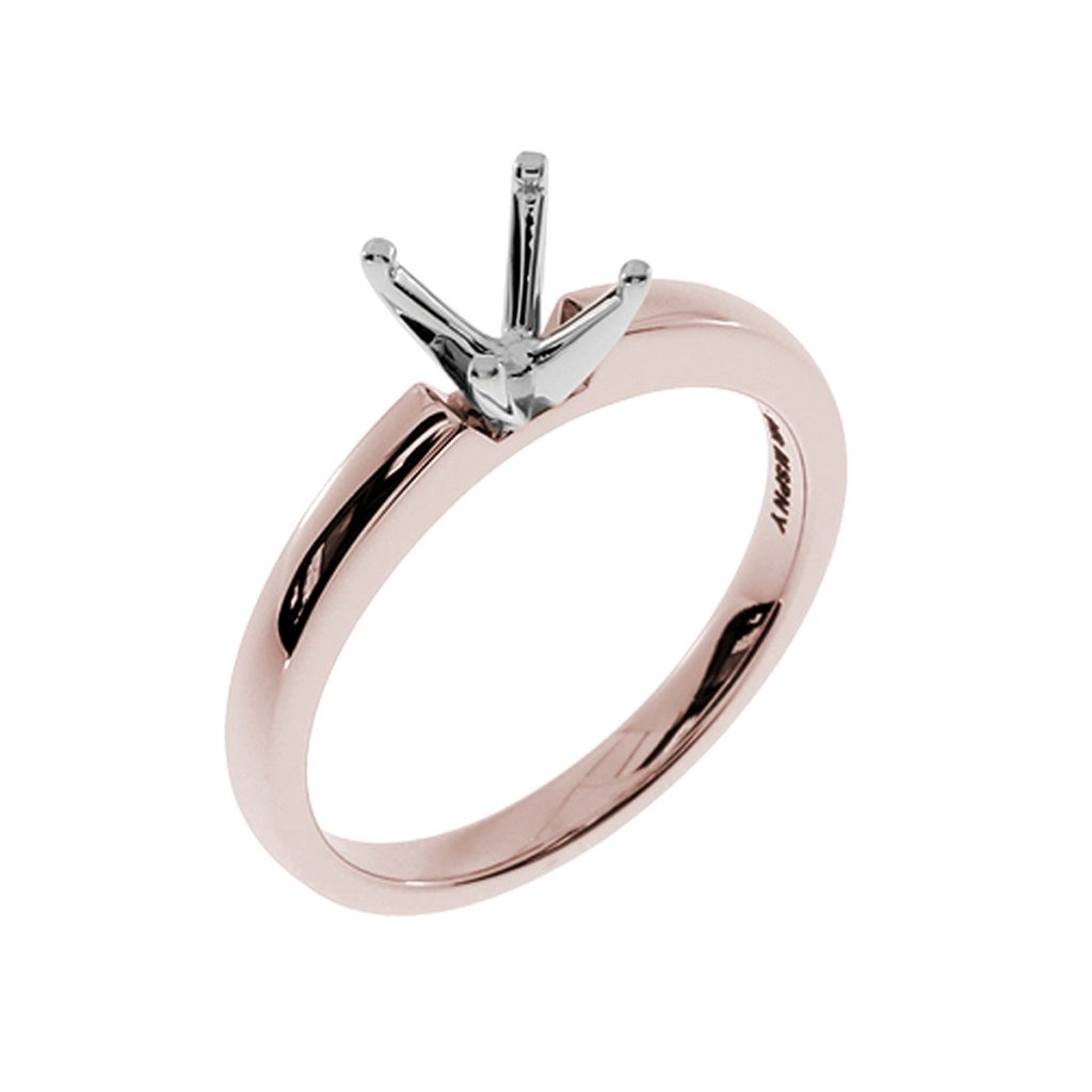 14K Rose Gold Cathedral Solitaire Engagement Ring Mounting