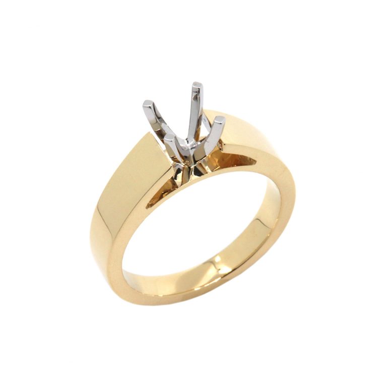 14K Yellow Gold Solitiare Cathedral Engagement Ring Mounting