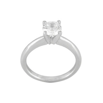 14K White Gold Solitaire Engagement Ring Mounting