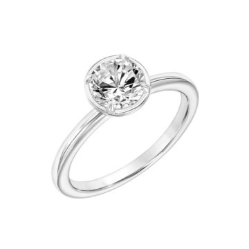 14K White Gold Bezel Solitaire Engagement Ring Mounting